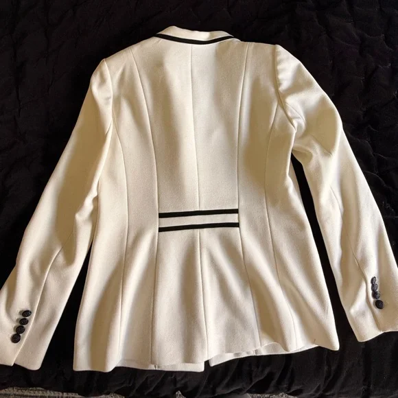 White House Black Market Cream Blazer with Black Trim - Picture 2 of 3